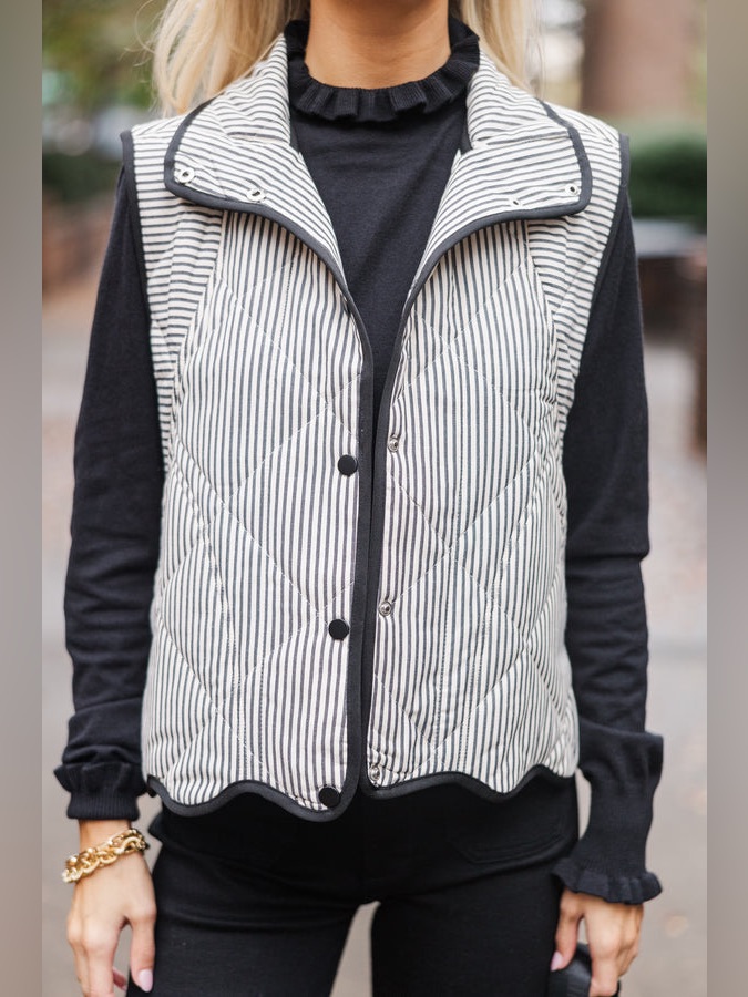 Nwt Entro Striped Quilted Vest | L